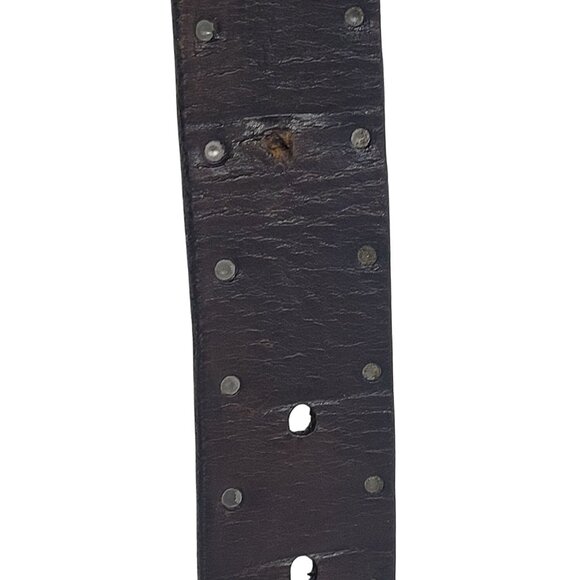 Vtg Kenneth Cole Mens Chocolate Pebble Leather Silver Studded Belt Sz 38 Pirate - Picture 14 of 15